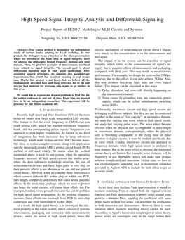 High Speed Signal Integrity Analysis and Differential Signaling