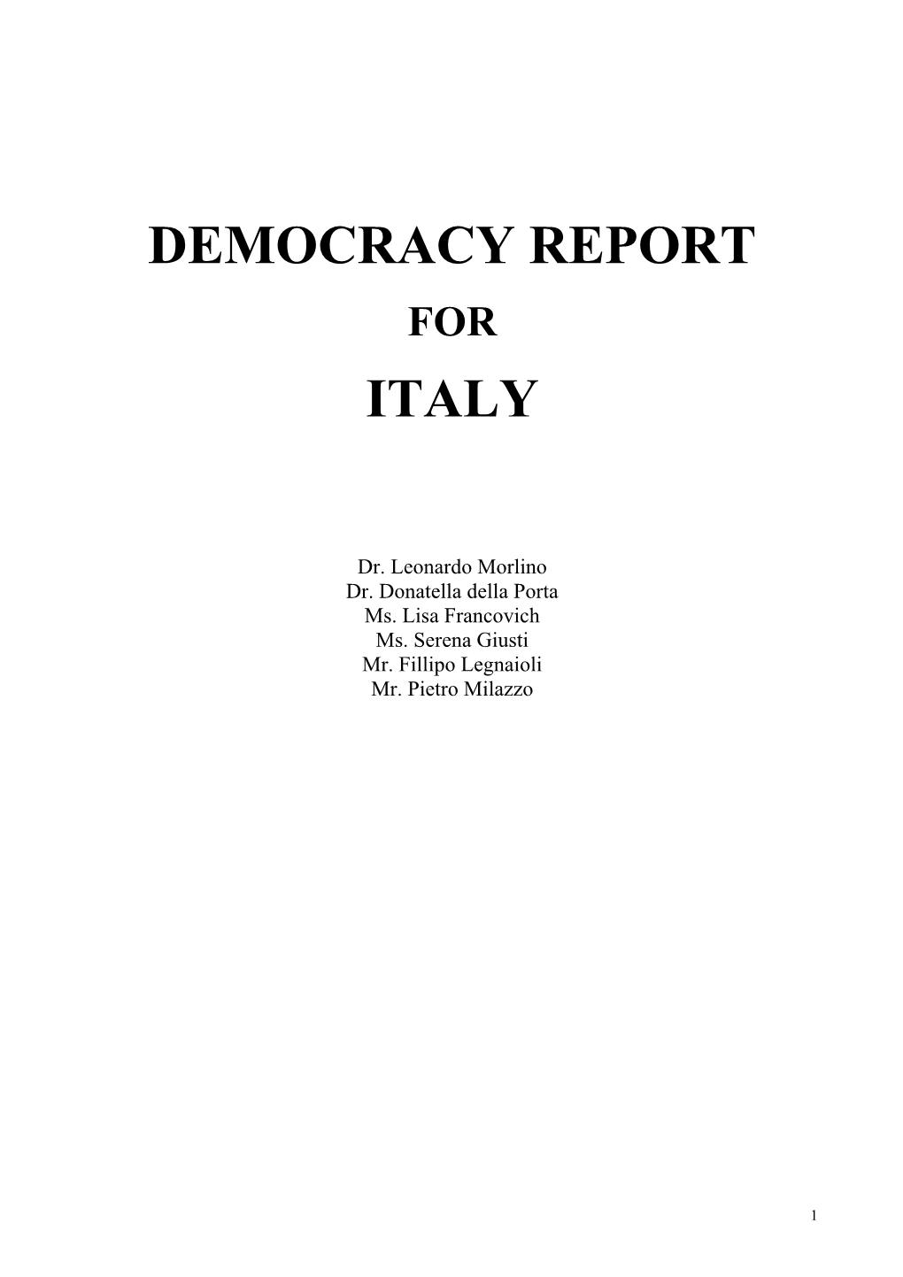 Democracy Report Italy