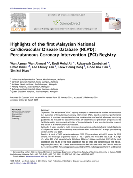 Percutaneous Coronary Intervention (PCI) Registry