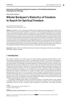 Nikolai Berdyaev's Dialectics of Freedom