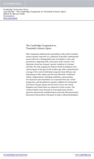 The Cambridge Companion to Twentieth-Century Opera Edited by Mervyn Cooke Frontmatter More Information