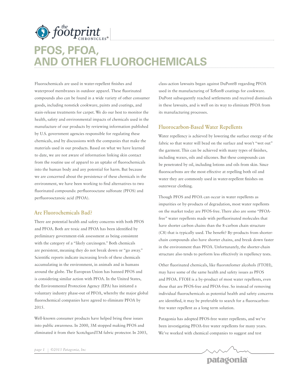 Pfos, Pfoa, and Other Fluorochemicals