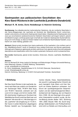 Gastropoden Aus Paläozoischen Geschieben Des Kies-Sand-Rückens in Der Laerheide (Landkreis Osnabrück)