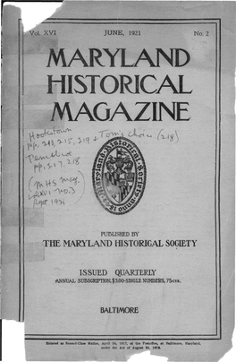 Maryland Historical Magazine, 1921, Volume 16, Issue No. 2