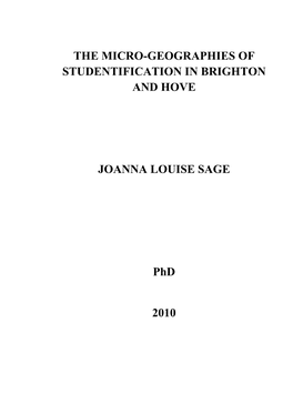 The Micro-Geographies of Studentification in Brighton and Hove