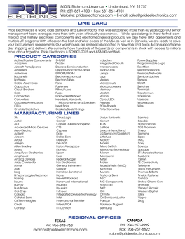 Line Card Product Categories