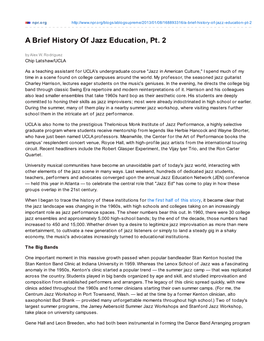 A Brief History of Jazz Education, Pt. 2 by Alex W