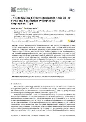 The Moderating Effect of Managerial Roles on Job Stress And