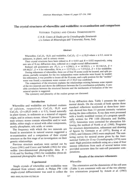 The Crystal Structures of Whewellite and Weddellite: Re-Examination And