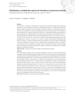 Distribuição E Raridade Das Espécies De Mezilaurus (Lauraceae) No Brasil Distribution and Rarity of Mezilaurus (Lauraceae) Species in Brazil