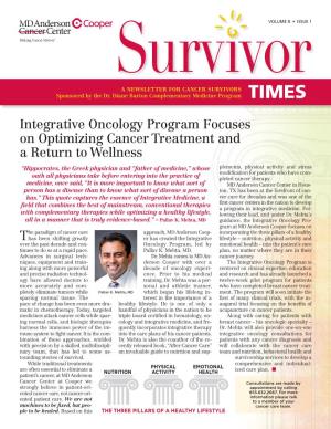 Integrative Oncology Program Focuses on Optimizing Cancer Treatment and a Return to Wellness