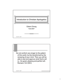Introduction to Christian Apologetics