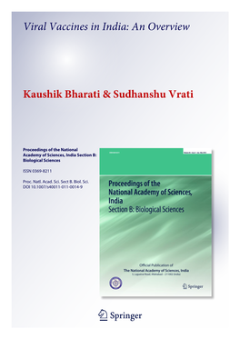 Viral Vaccines in India: an Overview Kaushik Bharati & Sudhanshu Vrati