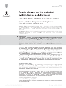 Genetic Disorders of the Surfactant System: Focus on Adult Disease