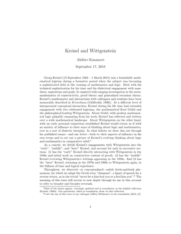 Kreisel and Wittgenstein