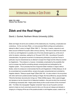 Žižek and the Real Hegel