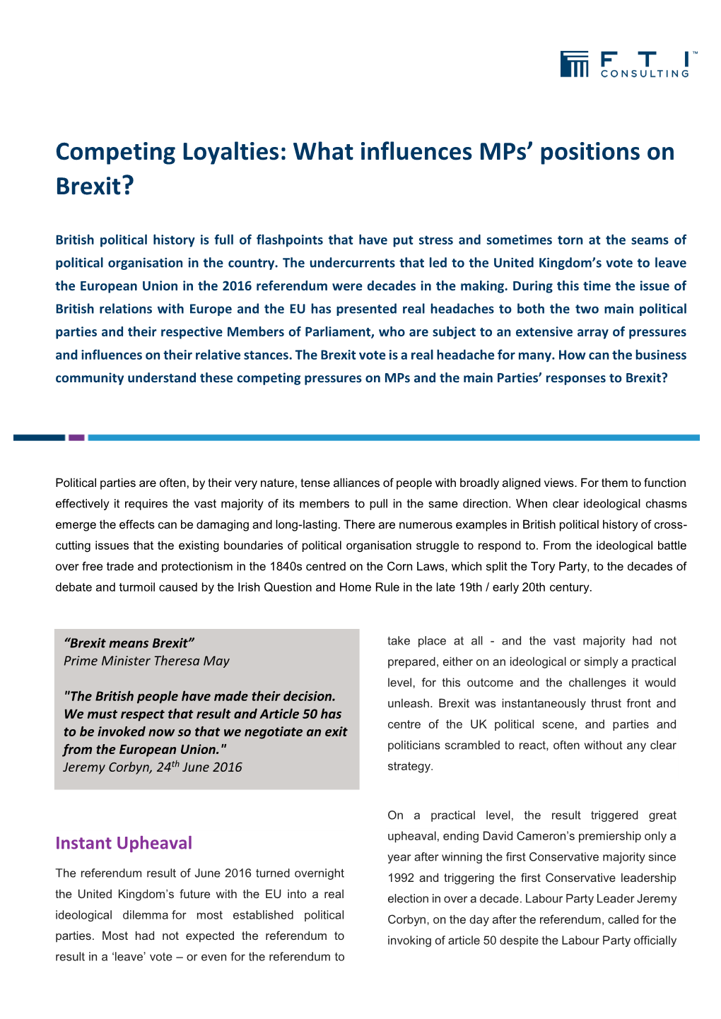 Competing Loyalties: What Influences Mps' Positions on Brexit?