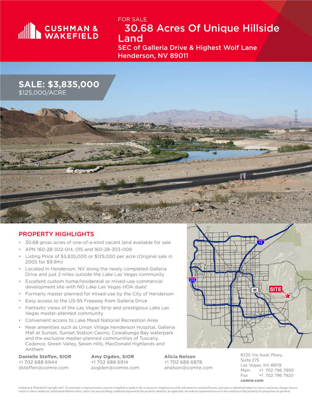 ±30.68 Acres of Unique Hillside Land SEC of Galleria Drive & Highest Wolf Lane Henderson, NV 89011