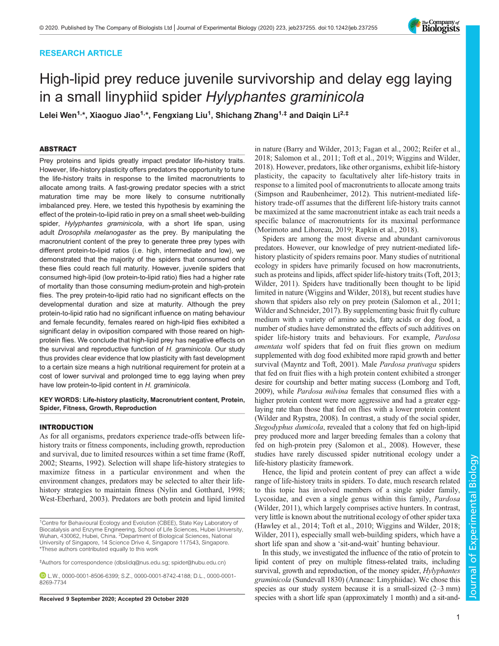 High-Lipid Prey Reduce Juvenile Survivorship and Delay Egg Laying