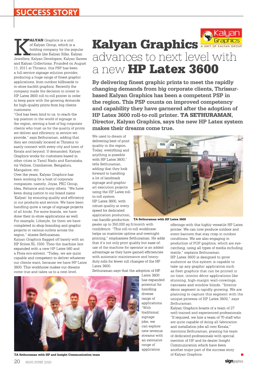 Kalyan Graphics Advances to Next Level with a New HP Latex 3600