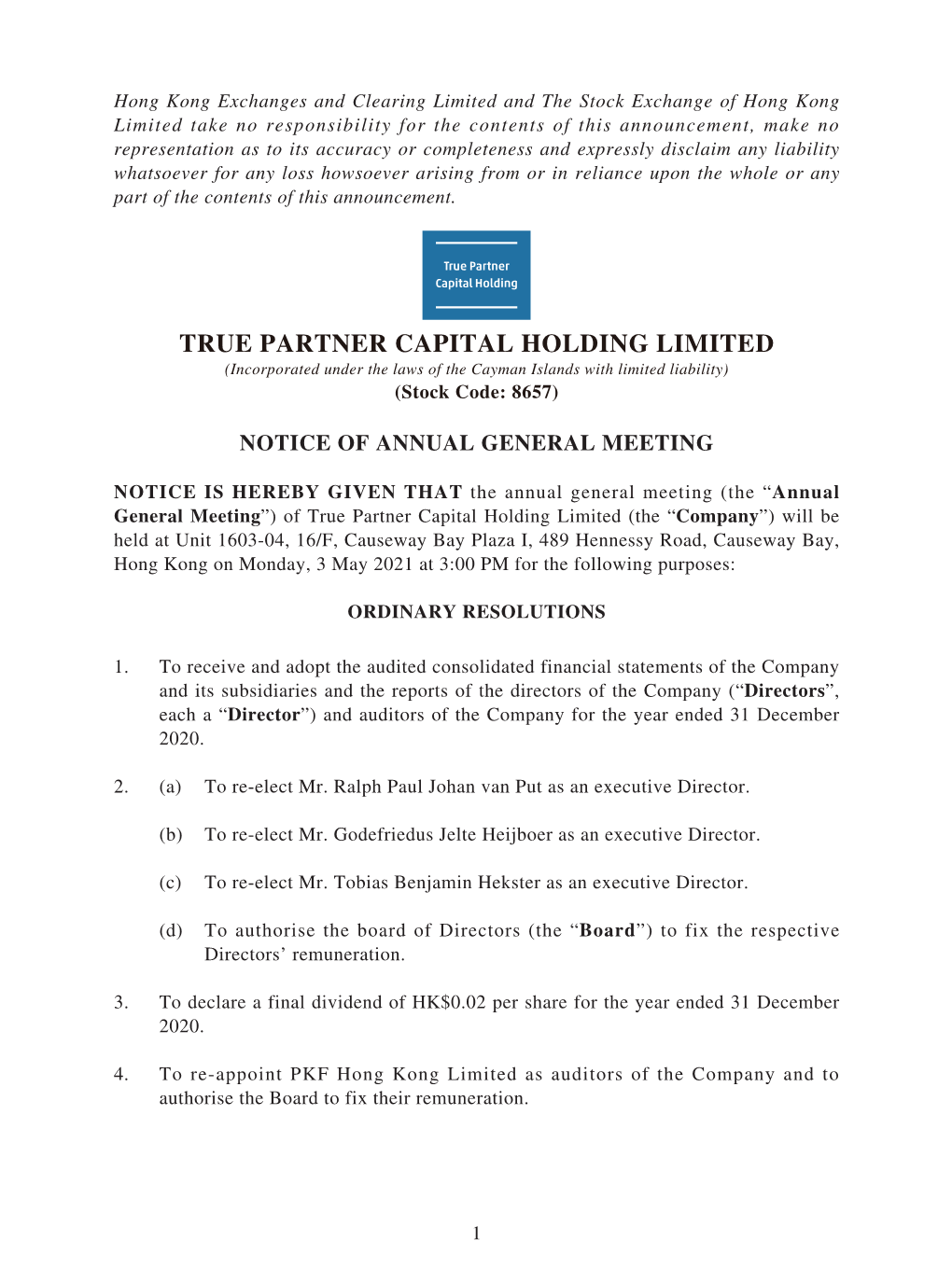 Notice of Annual General Meeting