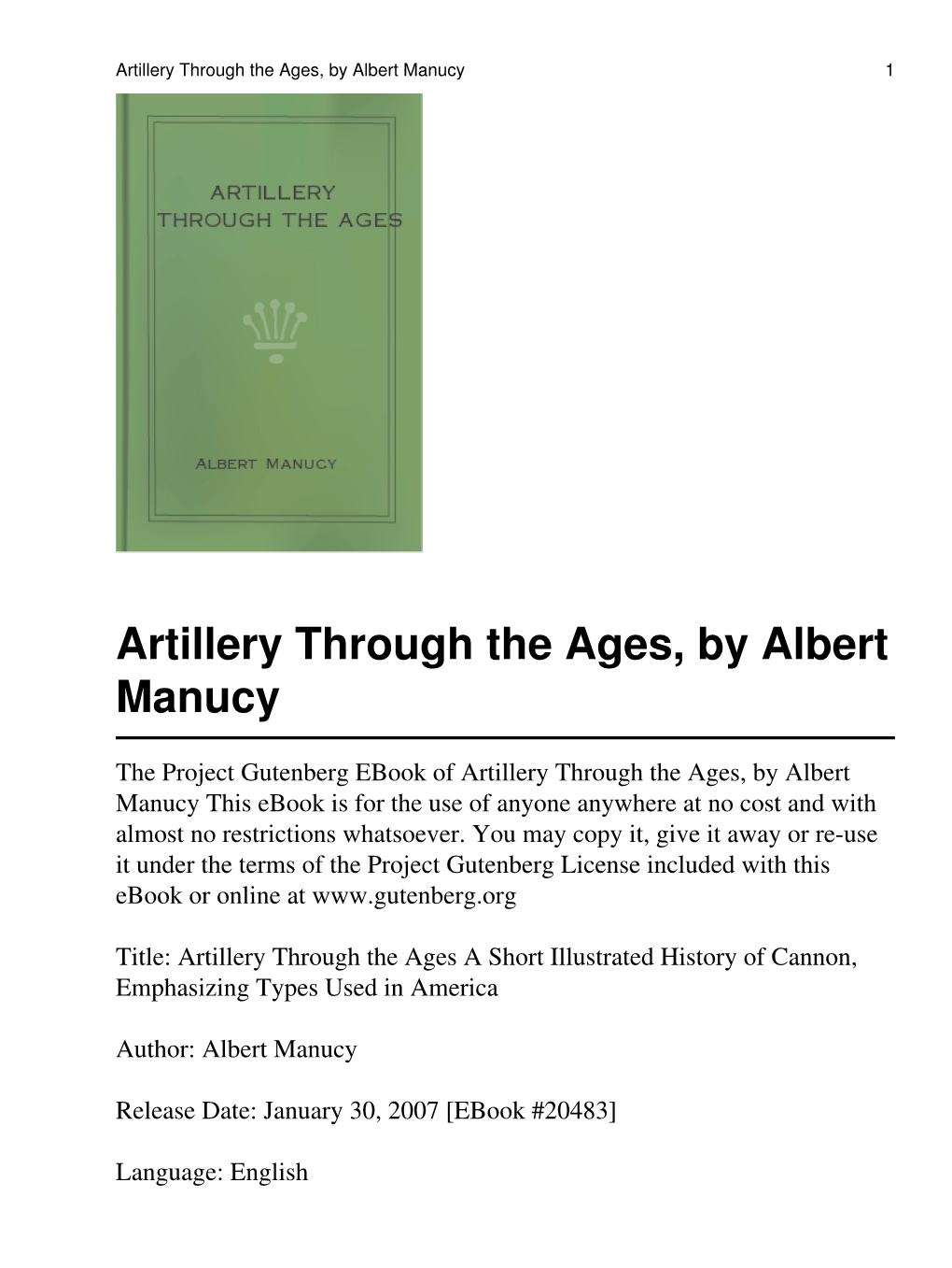 Artillery Through the Ages, by Albert Manucy 1