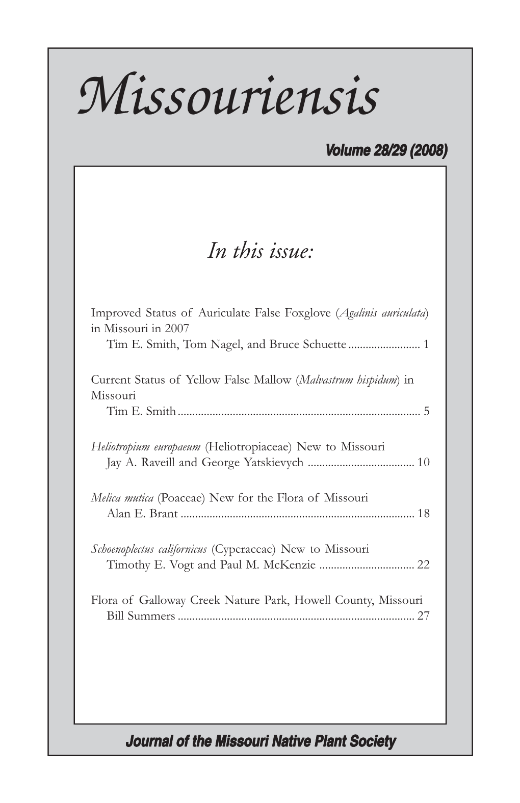 Missouriensis Volume 28 / 29