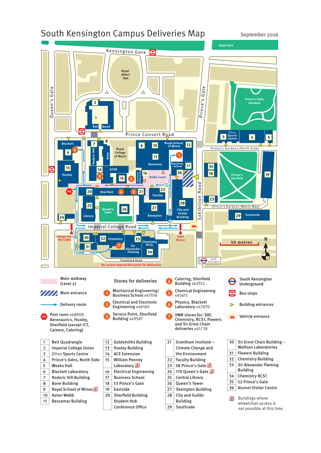 Deliveries Map South Kensington Campus