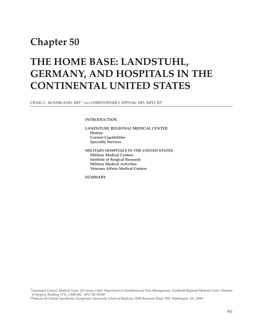 Landstuhl, Germany, and Hospitals in the Continental United States