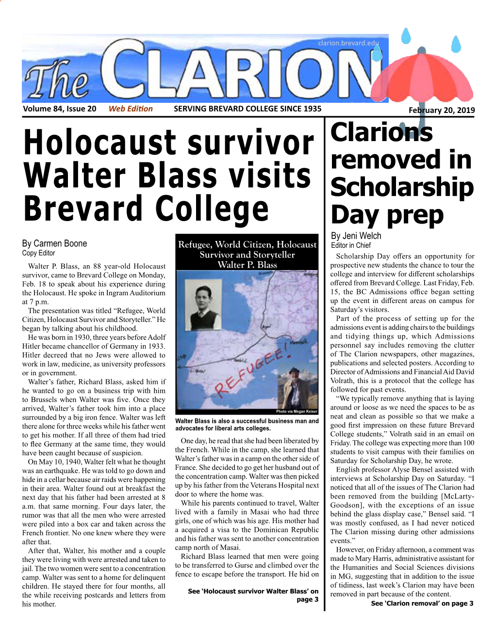 The Clarion, Vol. 84, Issue #20, Feb. 20, 2019