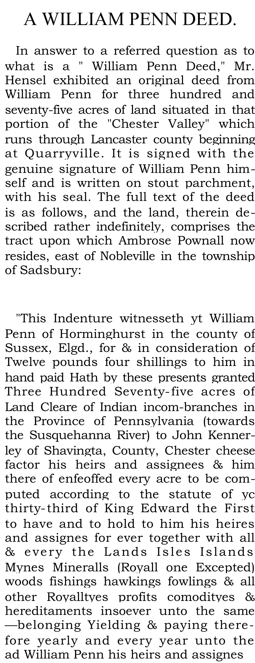 A William Penn Deed