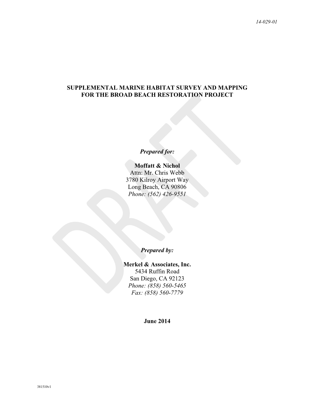 June 2014 Supplemental Marine Habitat Survey and Mapping