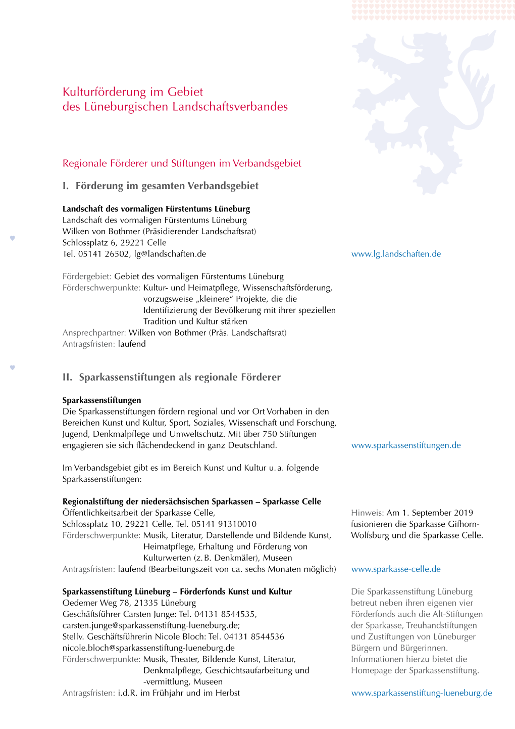 Kulturförderung Im Gebiet Des Lüneburgischen Landschaftsverbandes