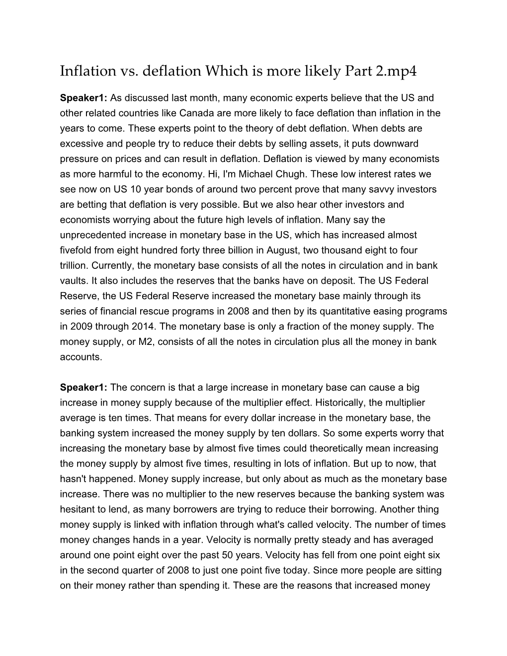 Inflation Vs. Deflation Which Is More Likely Part 2.Mp4