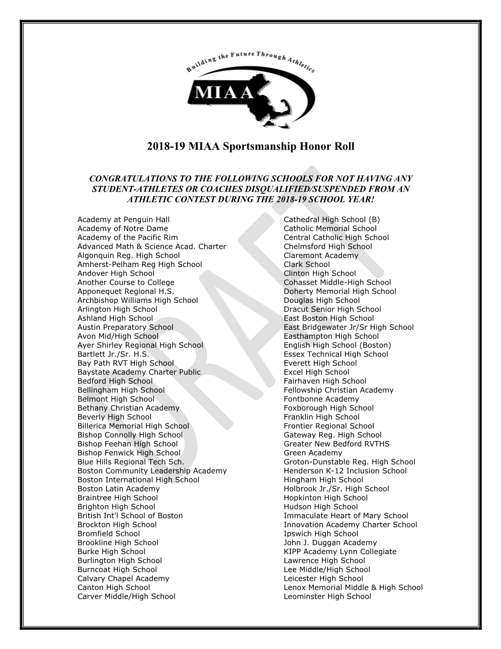 2006-07 Sportsmanship Honor Roll