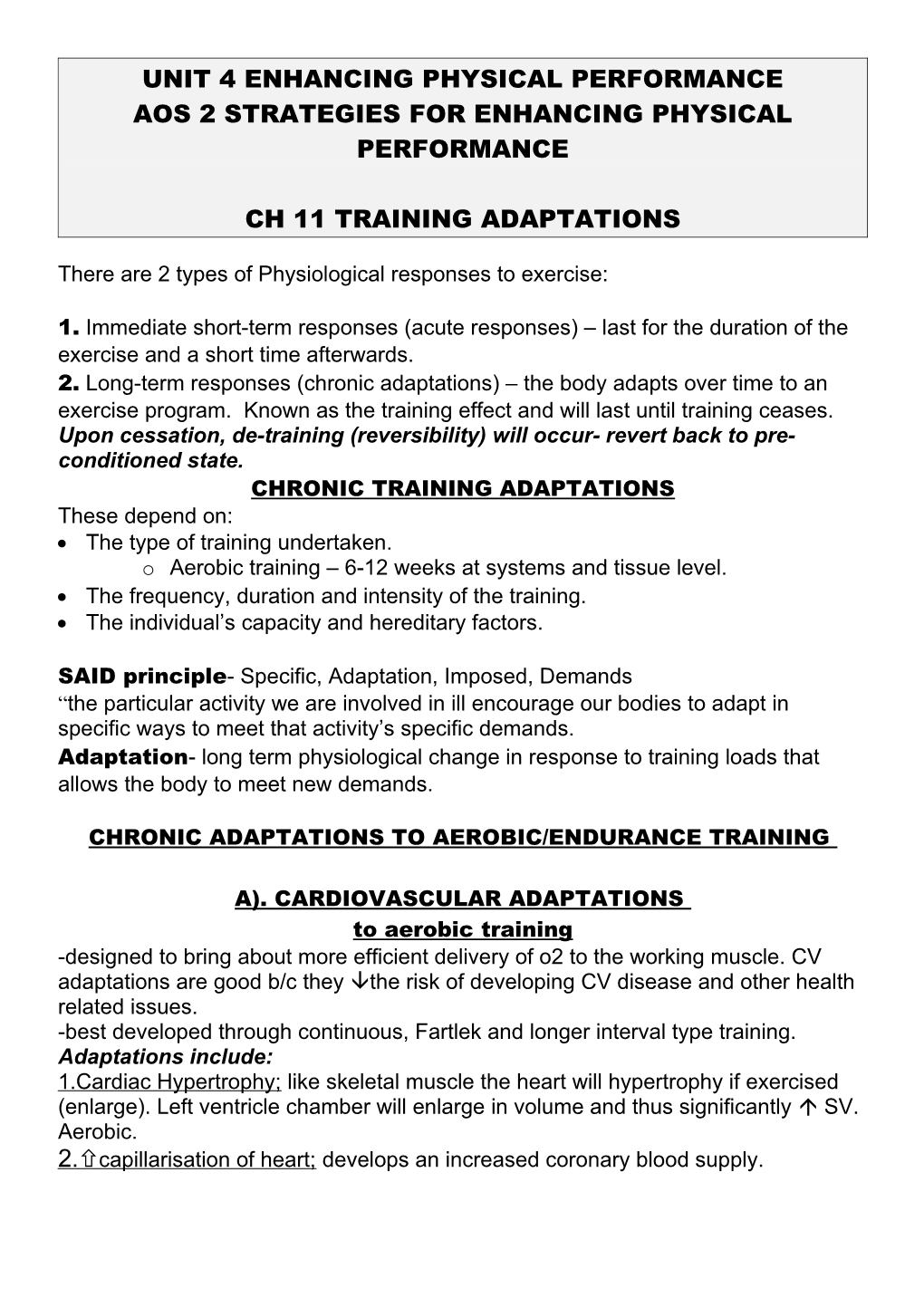 Unit 4 Enhancing Physical Performance