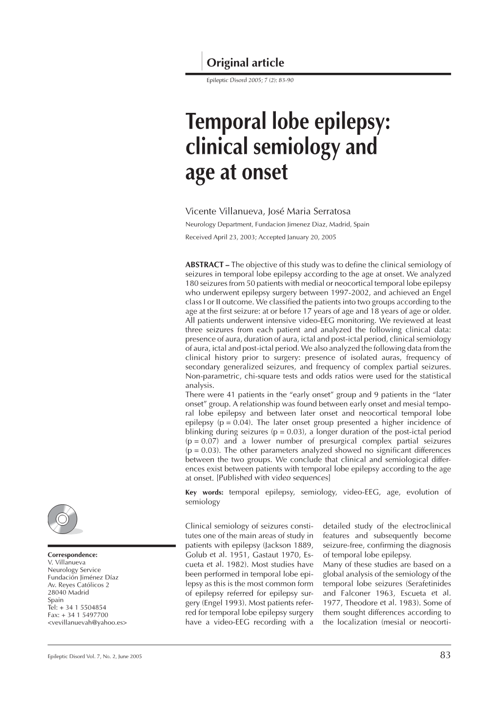 Temporal Lobe Epilepsy: Clinical Semiology and Age at Onset