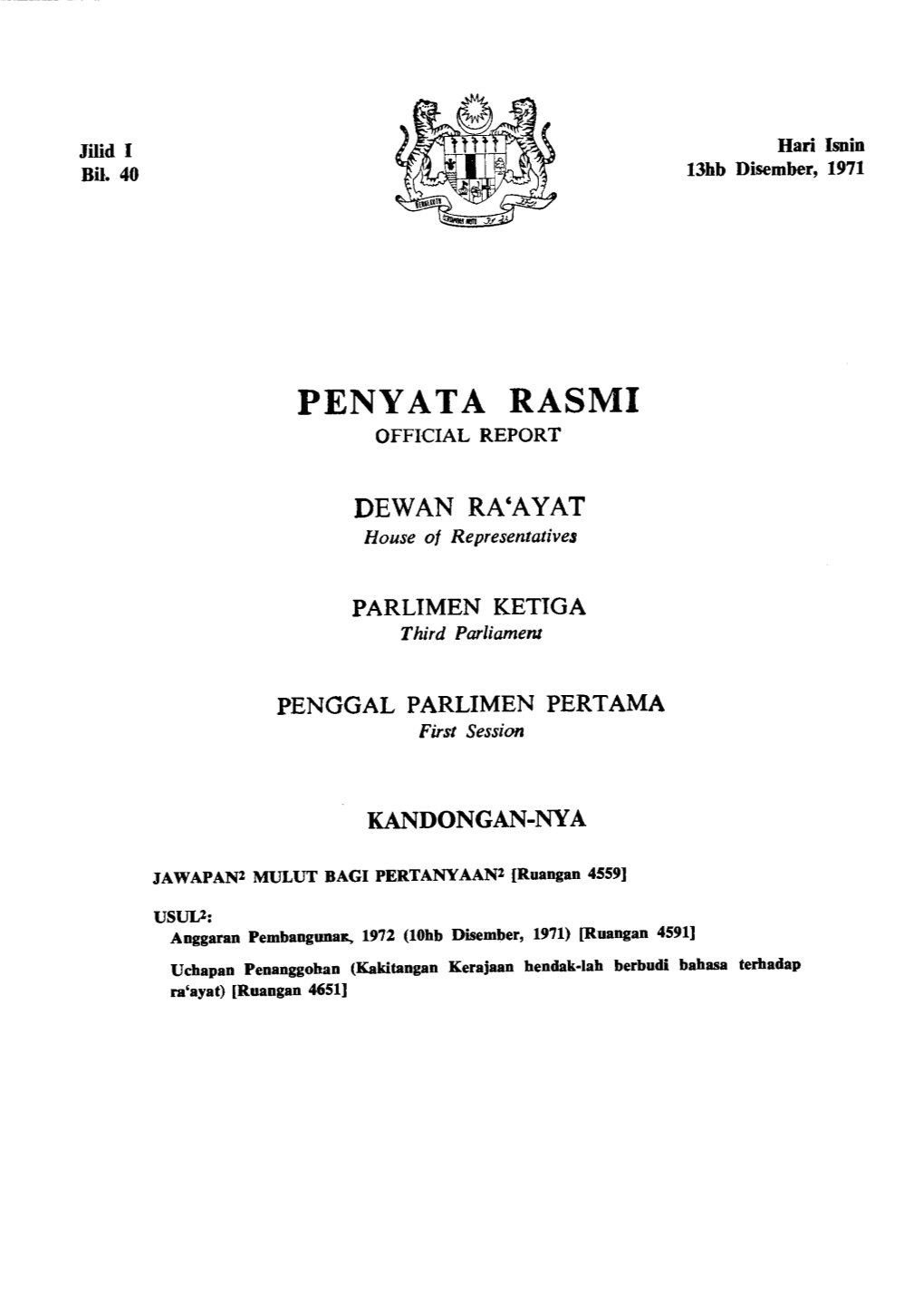 Penyata Rasmi Official Report