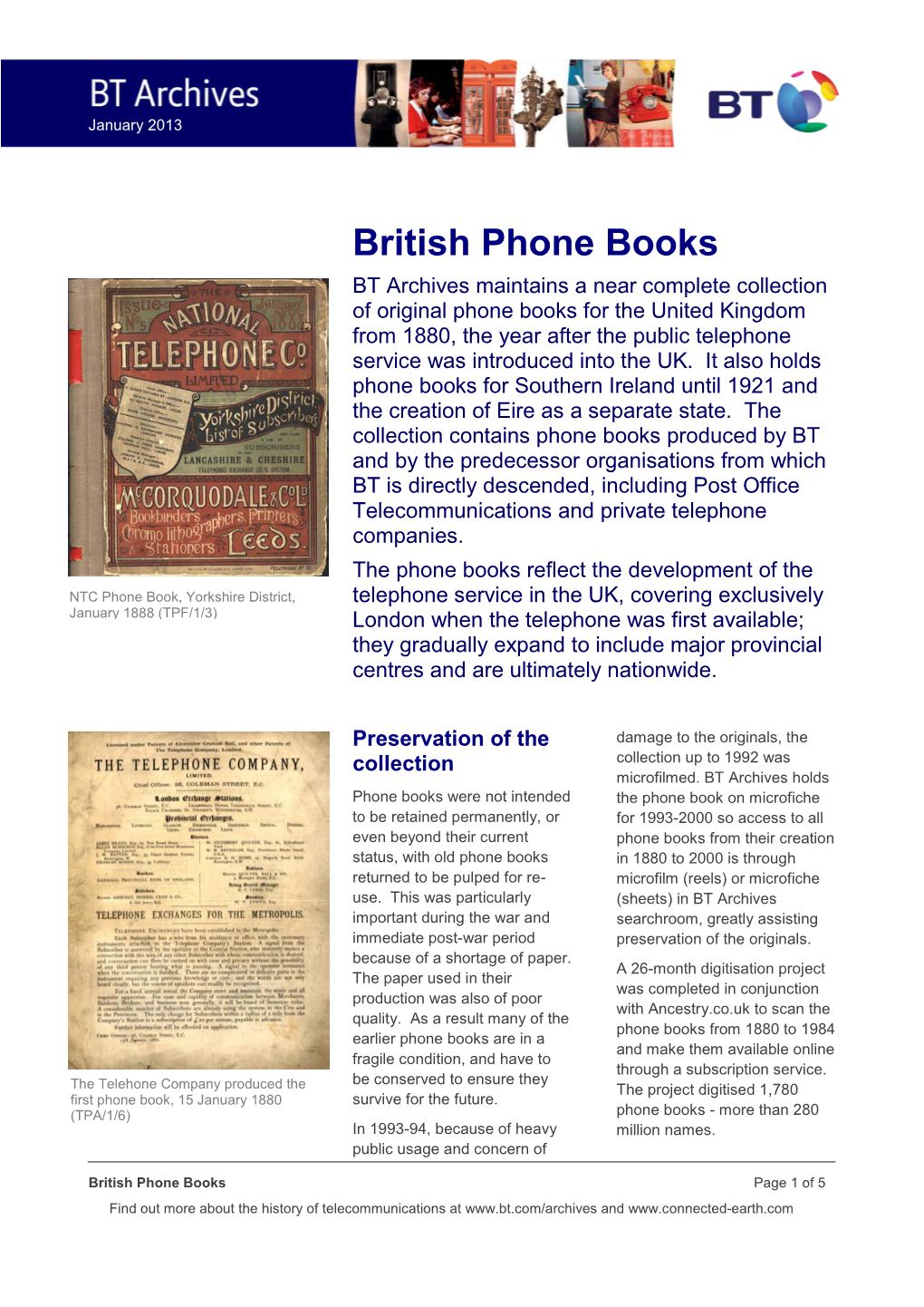 BT Archives British Phone Books