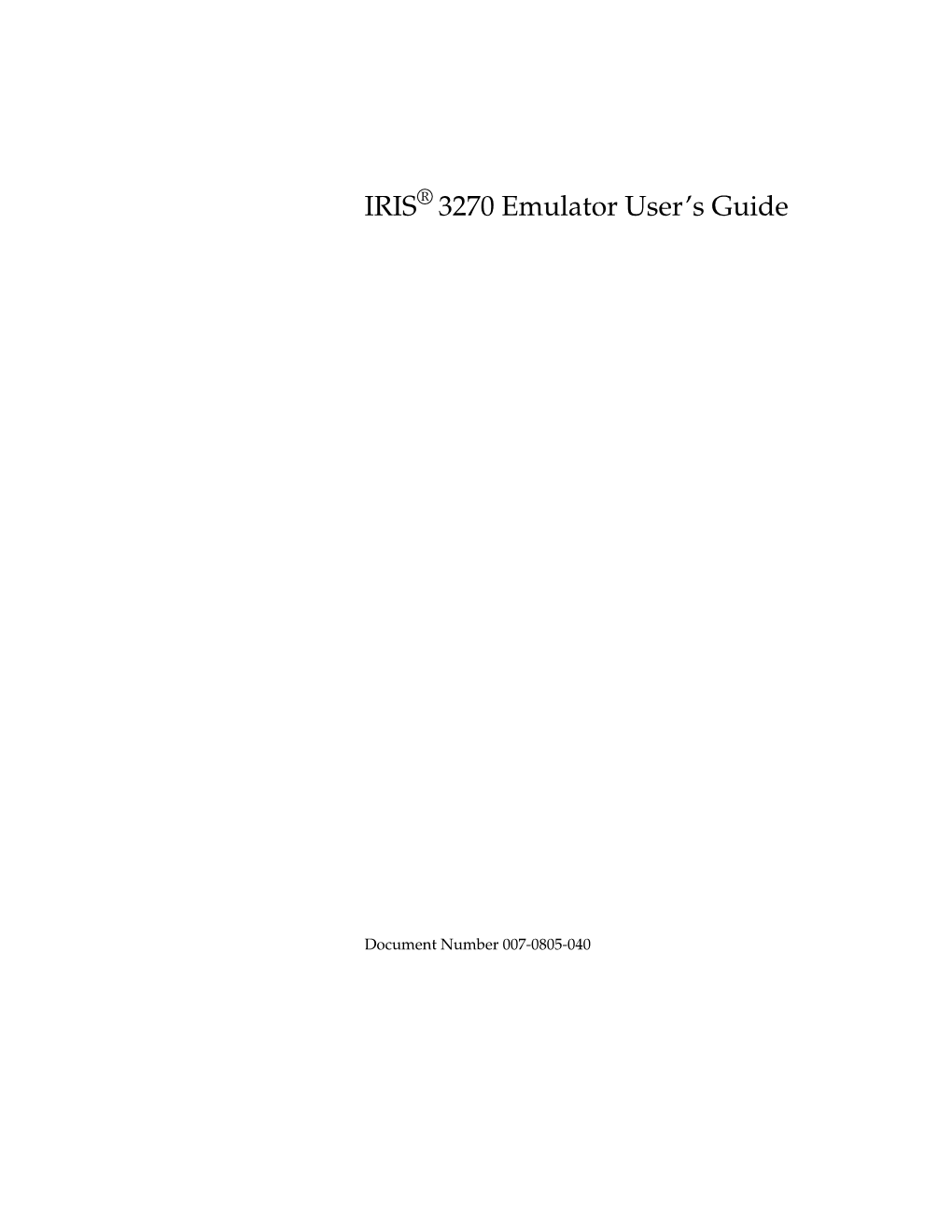 IRIS 3270 Emulator User's Guide