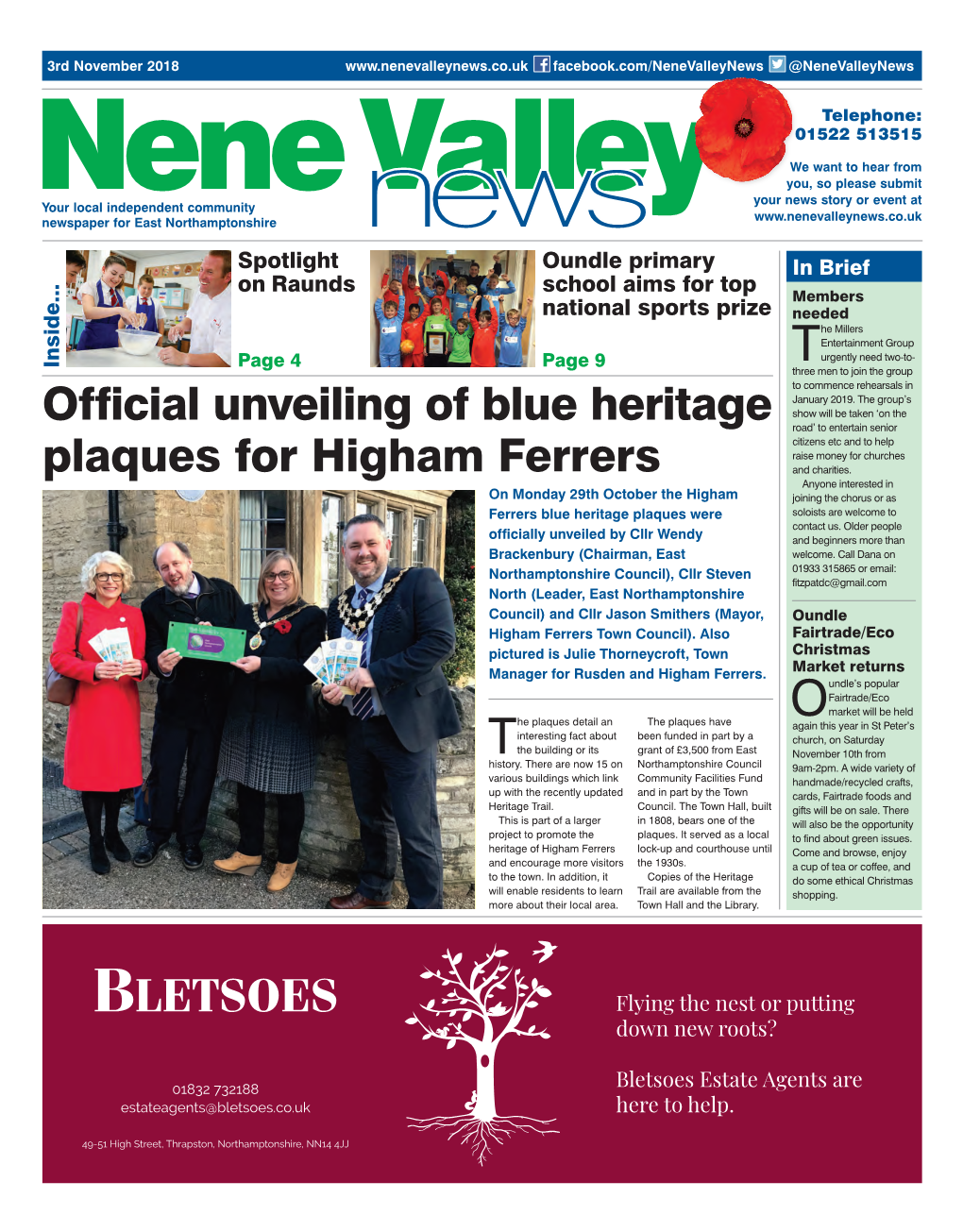 Official Unveiling of Blue Heritage Plaques for Higham Ferrers