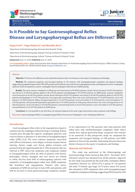 Is It Possible to Say Gastroesophageal Reflux Disease and Laryngopharyngeal Reflux Are Different?