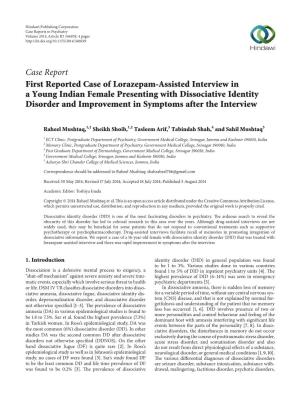 First Reported Case of Lorazepam-Assisted Interview in A
