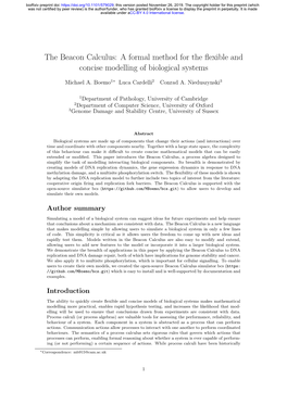 The Beacon Calculus: a Formal Method for the ﬂexible and Concise Modelling of Biological Systems