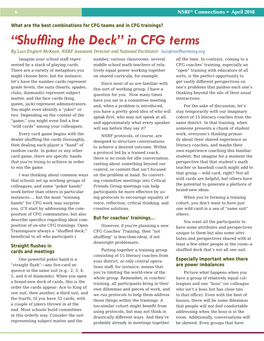 Shuffling the Deck” in CFG Terms by Luci Englert Mckean, NSRF Assistant Director and National Facilitator