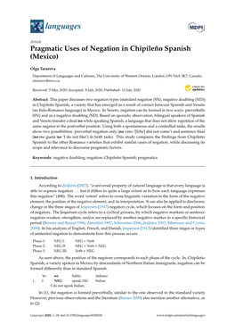 Pragmatic Uses of Negation in Chipileño Spanish (Mexico)