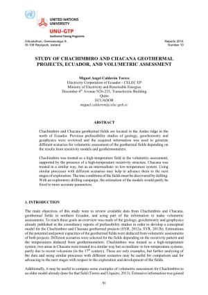 Study of Chachimbiro and Chacana Geothermal Projects, Ecuador, and Volumetric Assessment