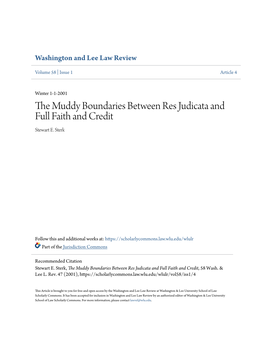 The Muddy Boundaries Between Res Judicata and Full Faith and Credit, 58 Wash