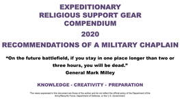 Expeditionary Religious Support Gear Compendium 2020 Recommendations of a Military Chaplain