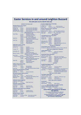 Easter Services in and Around Leighton Buzzard